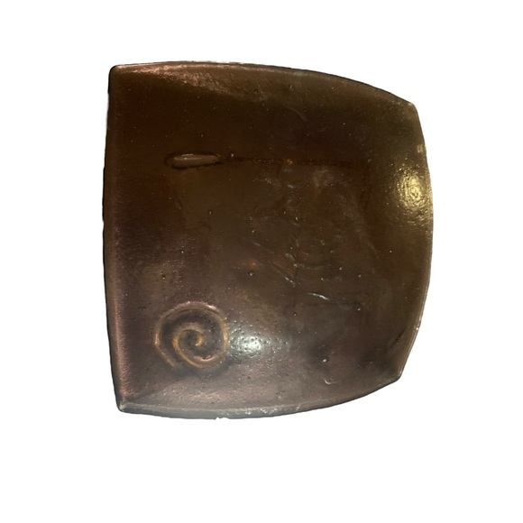 Very Cool Art Glass Iridescent Glass Plate- Oar Man Gold - Picture 4 of 4